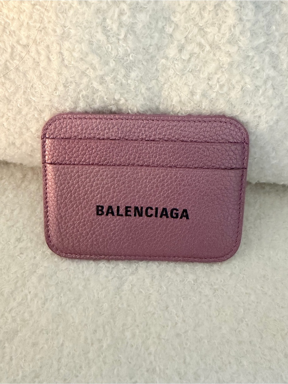 Balenciaga Pink Metallic Leather Card Holder